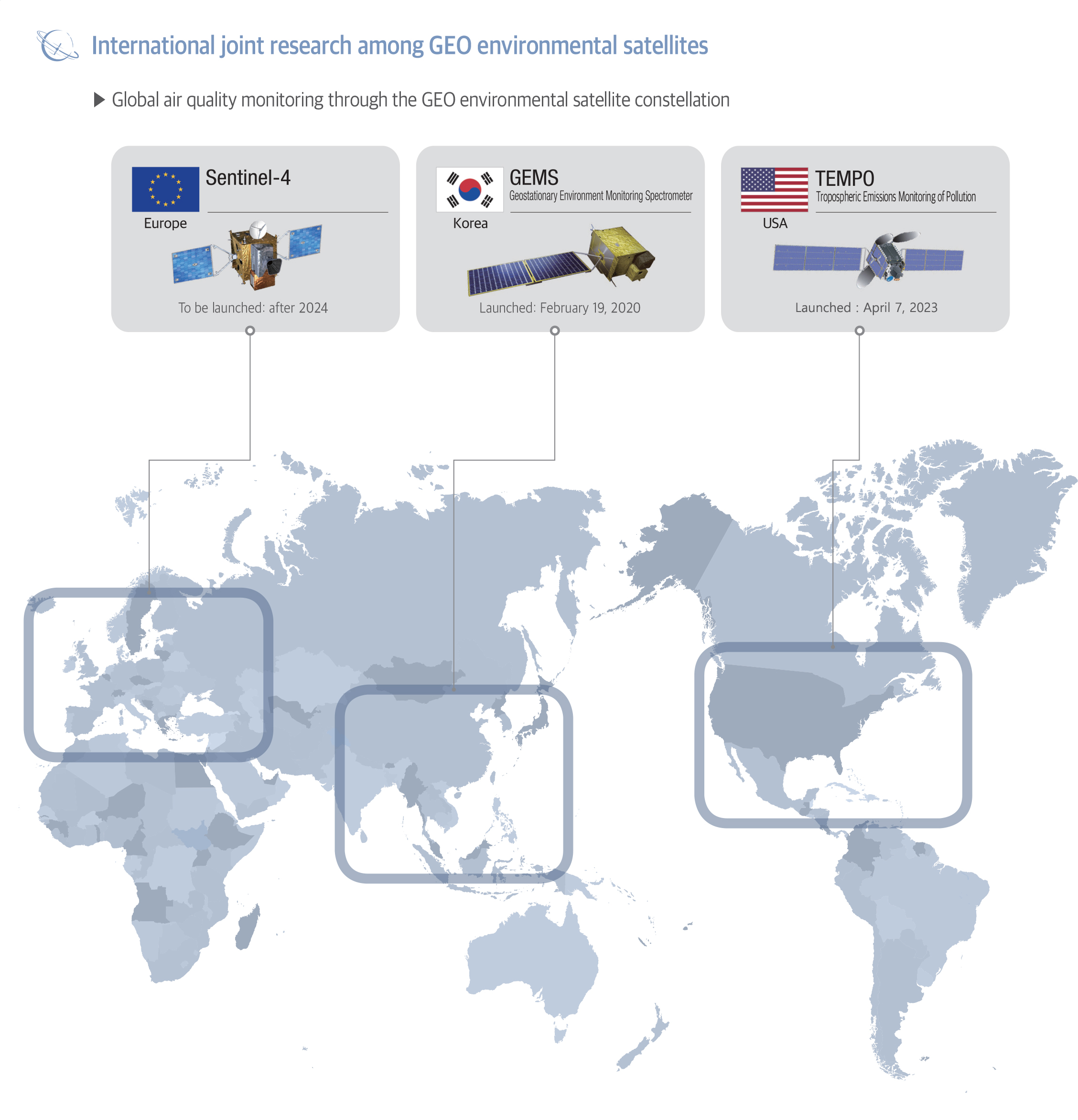 Global air quality monitoring through the environmental satellite constellation